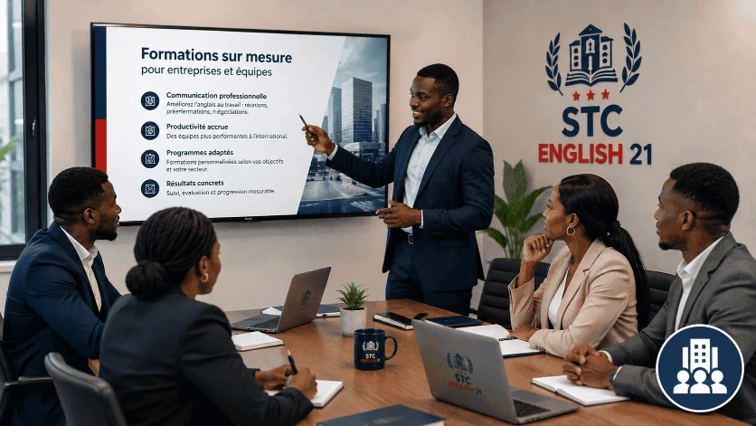 Formation en anglais pour entreprises avec communication professionnelle chez STC ENGLISH 21 à Bamako.