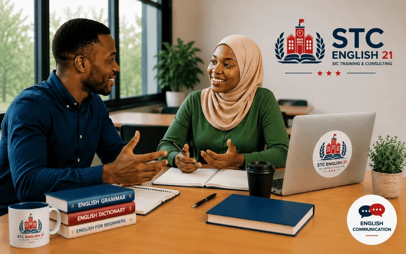 Étudiants pratiquant la communication orale en anglais dans le programme English Communication de STC ENGLISH 21 à Bamako, Mali.